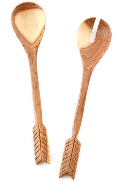 Kenya Wild Olive Wood Archer Salad Servers 1 Kenya Wild Olive Wood Archer Salad Servers