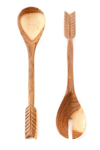 Kenya Wild Olive Wood Archer Salad Servers 2 Kenya Wild Olive Wood Archer Salad Servers