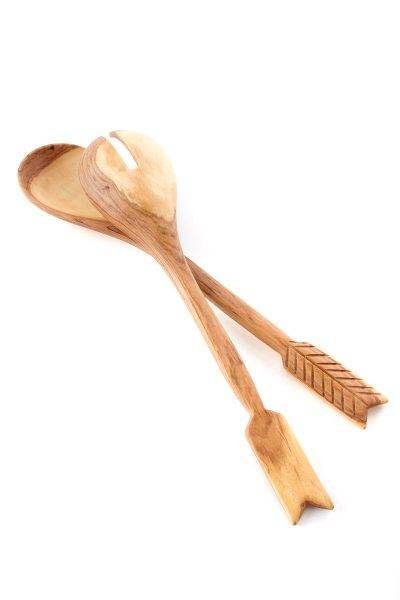 Kenya Wild Olive Wood Archer Salad Servers 3 Kenya Wild Olive Wood Archer Salad Servers