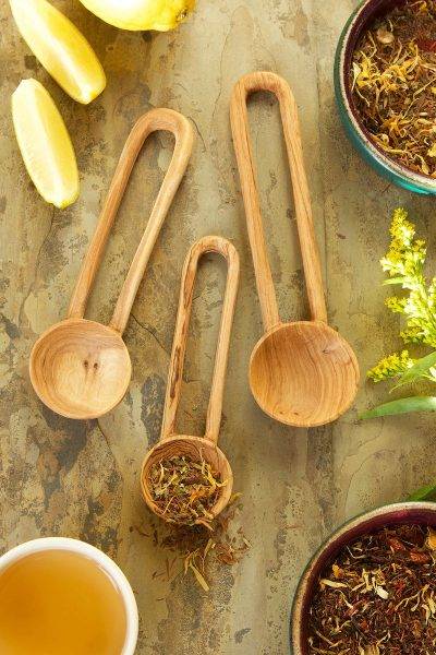 Set of Three Wild Olive Wood Loop Handle Serving Spoons 2 Set of Three Wild Olive Wood Loop Handle Serving Spoons