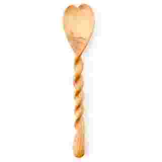 Wild Olive Wood Spiral Handle Heart Spoon