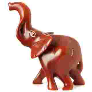 Large Brown Soapstone Trumpeting Elephant