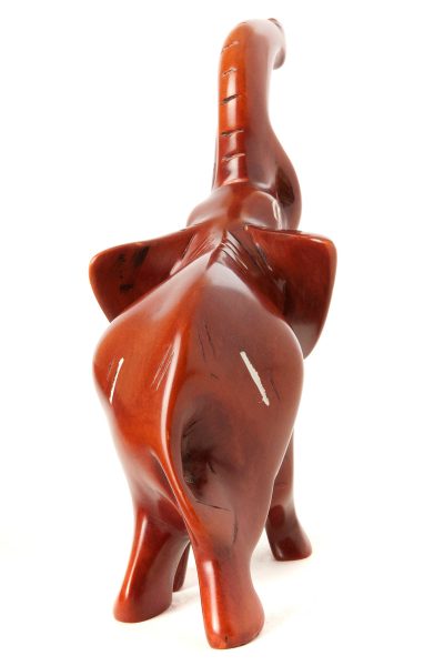 Large Brown Soapstone Trumpeting Elephant 3 Large Brown Soapstone Trumpeting Elephant