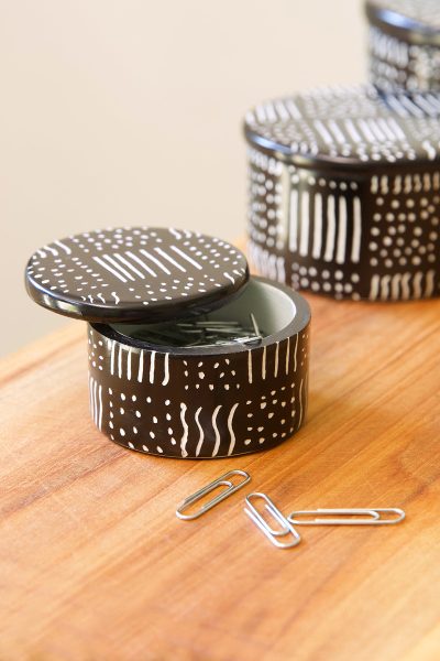 Spindle Mudcloth Soapstone Desktop Boxes 7 Spindle Mudcloth Soapstone Desktop Boxes