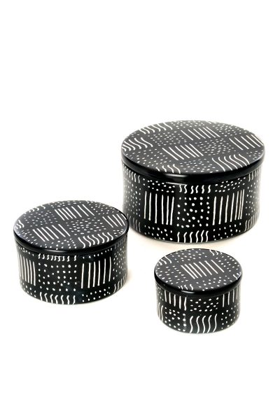 Spindle Mudcloth Soapstone Desktop Boxes 8 Spindle Mudcloth Soapstone Desktop Boxes
