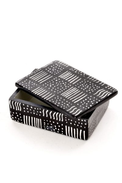 Spindle Mudcloth Rectangular Soapstone Desktop Box 2 Spindle Mudcloth Rectangular Soapstone Desktop Box