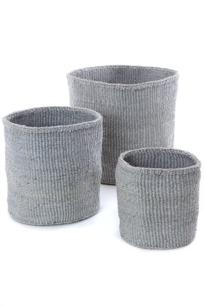 Set of Three Dove Gray Sisal Bins 4 Set of Three Dove Gray Sisal Bins