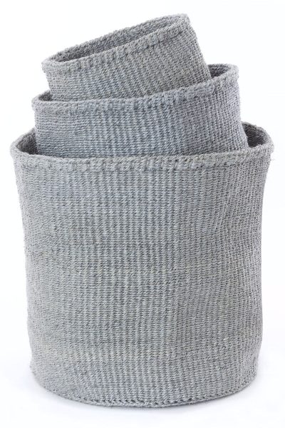 Set of Three Dove Gray Sisal Bins 1 Set of Three Dove Gray Sisal Bins