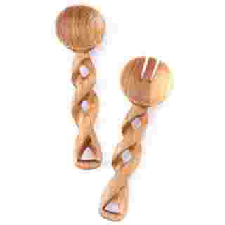 Small Twisted Wild Olive Wood Salad Servers