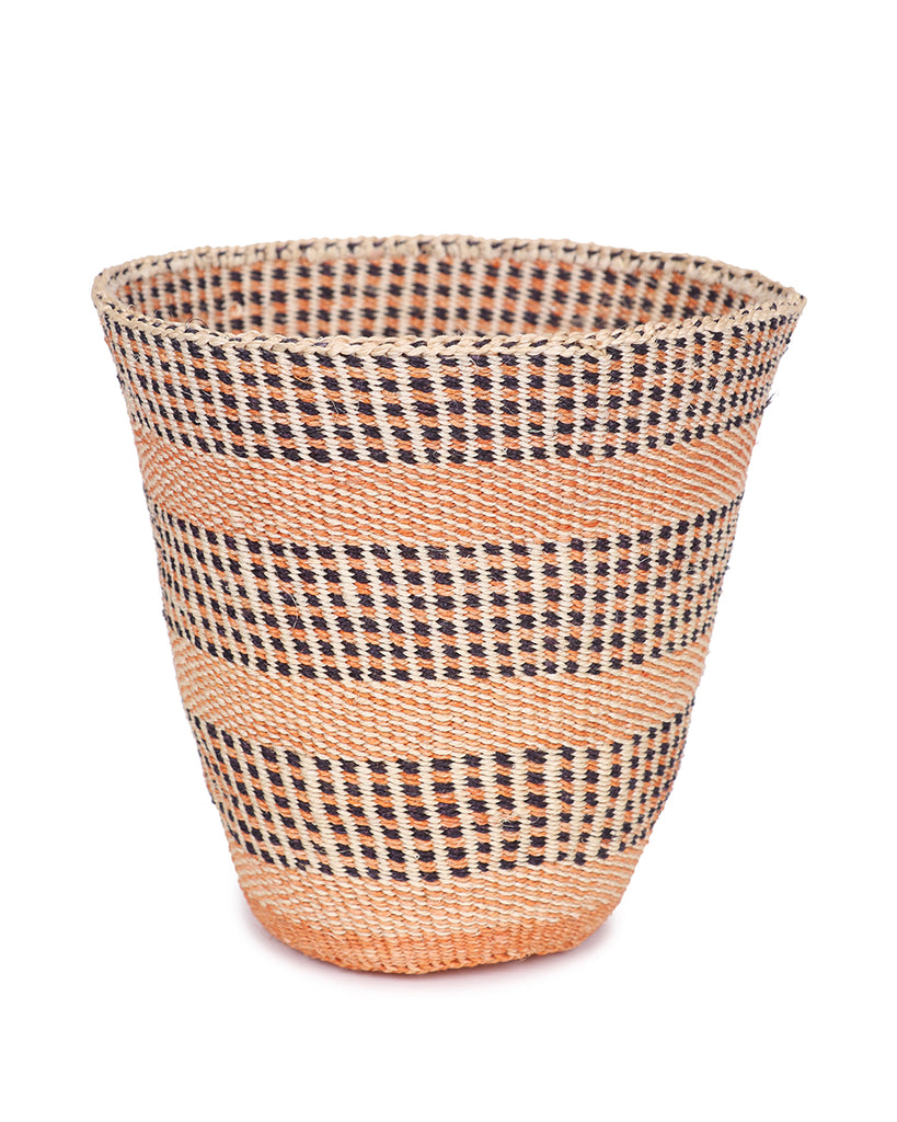 ELIZA: Medium Orange, Brown & Black Sisal Basket 1 ELIZA: Medium Orange, Brown & Black Sisal Basket