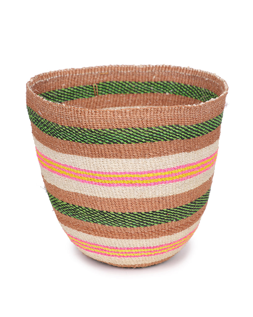 RUDI: Medium Green, Pink & Yellow Sisal Basket 1 RUDI: Medium Green, Pink & Yellow Sisal Basket