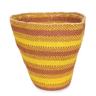 YAHYE: Large Yellow and Brown Sisal Basket