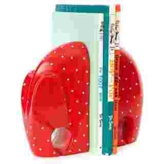 Red Polka Dot Soapstone Elephant Bookends