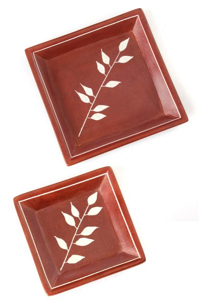 Brown African Bamboo Soapstone Dishes 3 Brown African Bamboo Soapstone Dishes