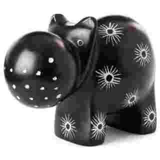 Midnight Milkweed Soapstone Hippo Sculpture