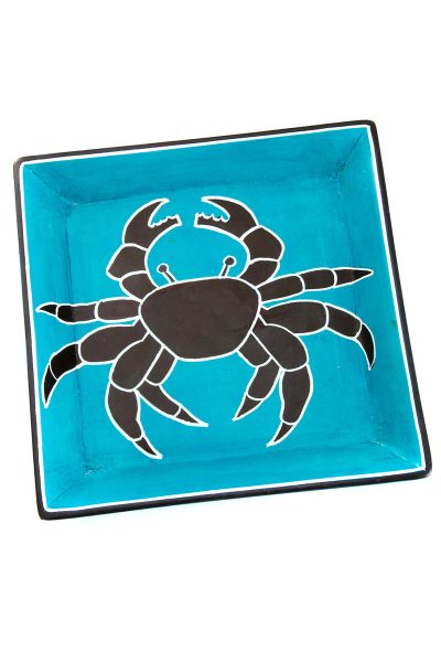 5.5" Aqua Coastal Crab Square Soapstone Dish 1 5.5" Aqua Coastal Crab Square Soapstone Dish