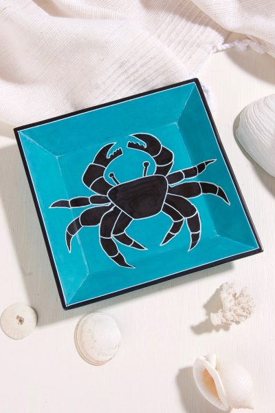 5.5" Aqua Coastal Crab Square Soapstone Dish 3 5.5" Aqua Coastal Crab Square Soapstone Dish
