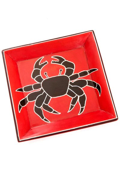 5.5" Crimson Coastal Crab Square Soapstone Dish 5 5.5" Crimson Coastal Crab Square Soapstone Dish