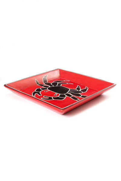5.5" Crimson Coastal Crab Square Soapstone Dish 7 5.5" Crimson Coastal Crab Square Soapstone Dish