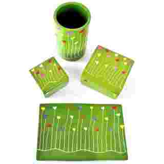 Dreamland Soapstone Pen Cup Vase in Garden Green