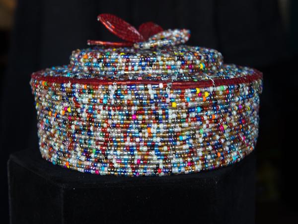 Handmade Round Seed Bead Basket with Lid 1 Handmade Round Seed Bead Basket with Lid