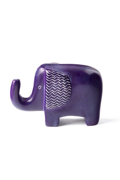 Purple Bashful Zig-Zag Elephant Soapstone Sculptures 9 Purple Bashful Zig-Zag Elephant Soapstone Sculptures