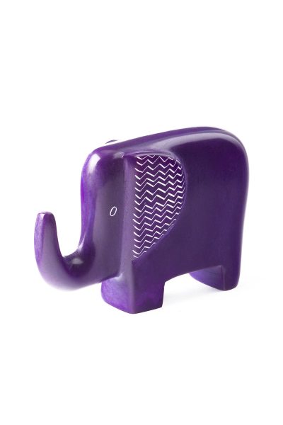 Purple Bashful Zig-Zag Elephant Soapstone Sculptures 11 Purple Bashful Zig-Zag Elephant Soapstone Sculptures
