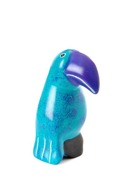 Small Soapstone Twilight Toucan in Aqua & Purple 5 Small Soapstone Twilight Toucan in Aqua & Purple