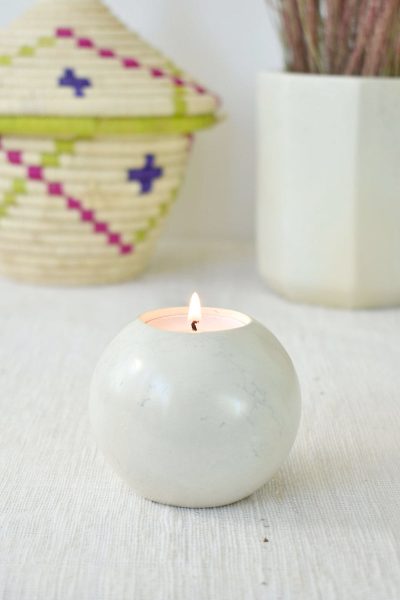 Set of 2 Natural Soapstone Globe Tea Light Candle Holders 3 Set of 2 Natural Soapstone Globe Tea Light Candle Holders