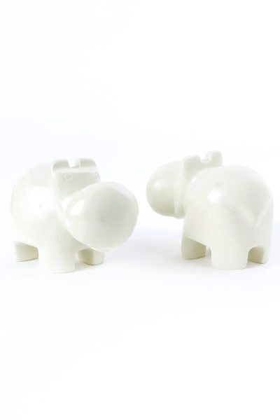 Set of 2 Natural Soapstone Hippo Sculptures 1 Set of 2 Natural Soapstone Hippo Sculptures