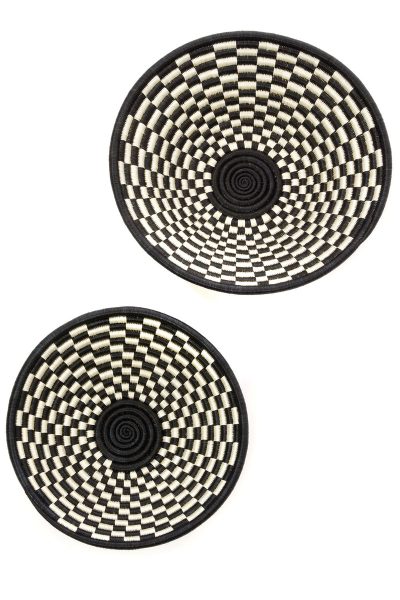 Small Rwandan Sisal Checkered Basket 4 Small Rwandan Sisal Checkered Basket
