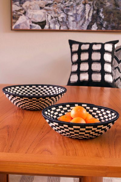 Small Rwandan Sisal Checkered Basket 5 Small Rwandan Sisal Checkered Basket