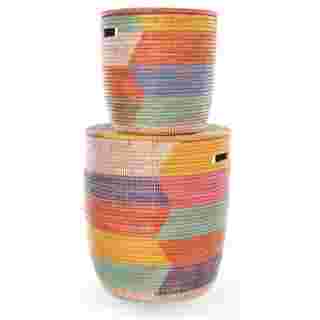 Set of Two Rainbow Herringbone Sahara Hamper Baskets