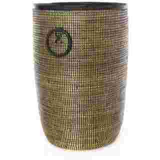 Black Bins with Leather Trim - Sold Singly