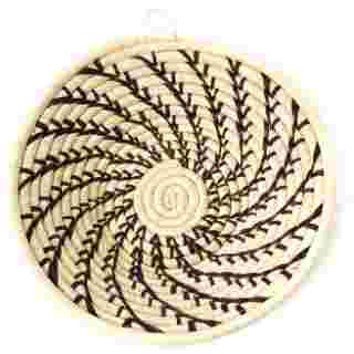 Cream Ugandan Sata Baskets with Black Spirals