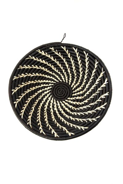 Black Ugandan Sata Baskets with Cream Spirals 3 Black Ugandan Sata Baskets with Cream Spirals