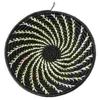 Black Ugandan Sata Baskets with Cream Spirals