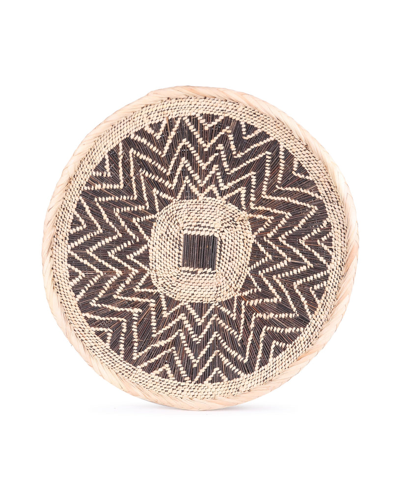 KAWEME: Medium Brown and Beige Wall Basket: 46cm dia 1 KAWEME: Medium Brown and Beige Wall Basket: 46cm dia