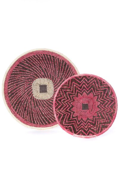 Small Pink Flower Design BaTonga Wall Basket 5 Small Pink Flower Design BaTonga Wall Basket