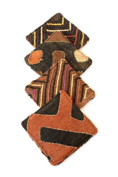 Set of Two African Joy Congo Raffia Coasters 3 Set of Two African Joy Congo Raffia Coasters