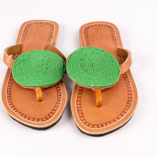 Handmade African Leather Beaded Maasai Sandals , Traditional African Slippers