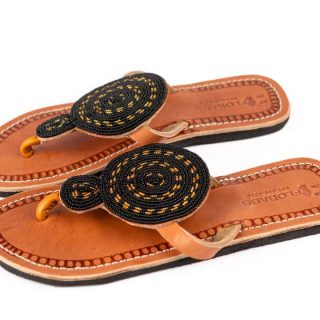 Handmade African Leather Beaded Maasai Sandals , Traditional African Slippers