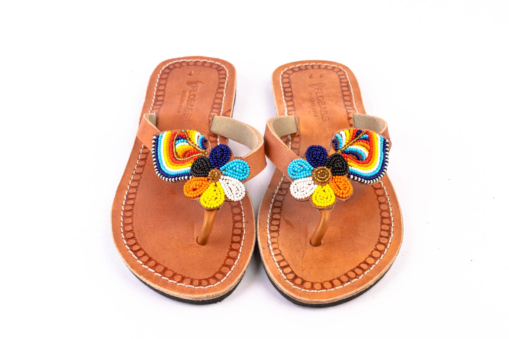Handmade African Leather Beaded Maasai Sandals , Traditional African Slippers 2 Handmade African Leather Beaded Maasai Sandals , Traditional African Slippers