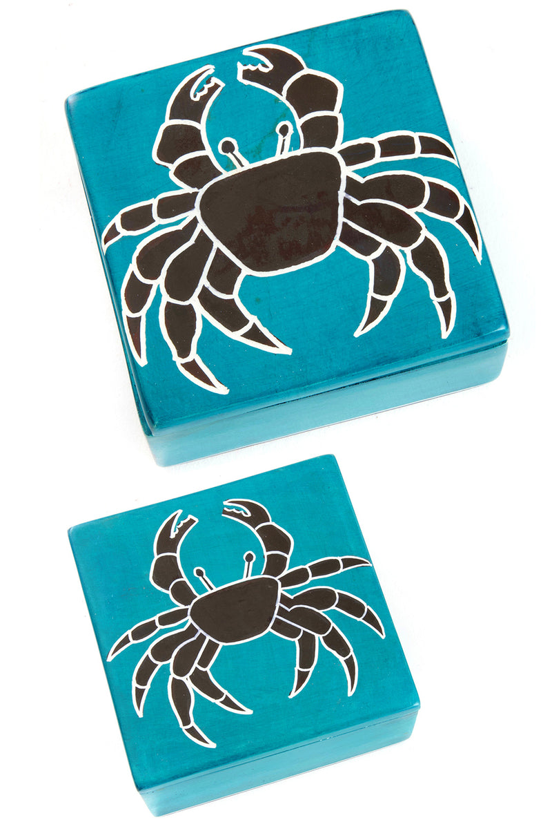 Aqua Blue Coastal Crab Soapstone Boxes 1 Aqua Blue Coastal Crab Soapstone Boxes
