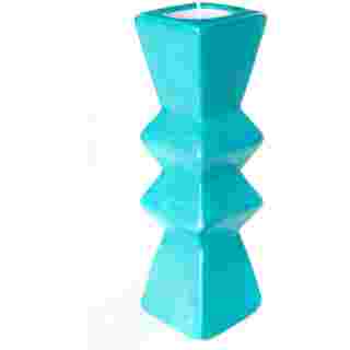 Aqua Blue Pleated Soapstone Candle Holder