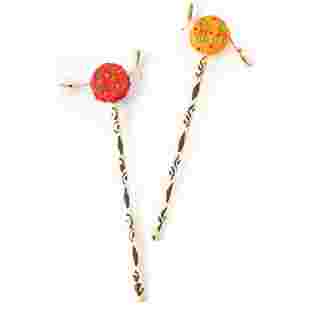 Dozen Assorted Yellow & Red Kenyan Spin Drum Pencils