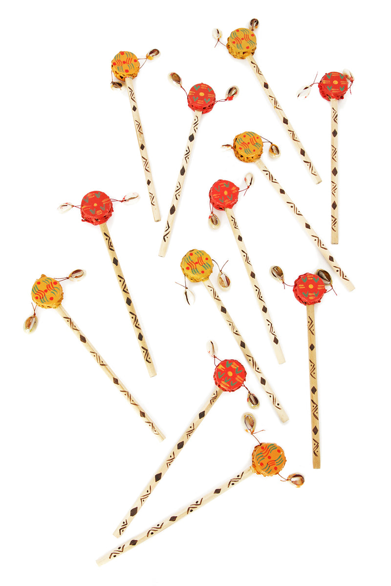 Dozen Assorted Yellow & Red Kenyan Spin Drum Pencils 2 Dozen Assorted Yellow & Red Kenyan Spin Drum Pencils