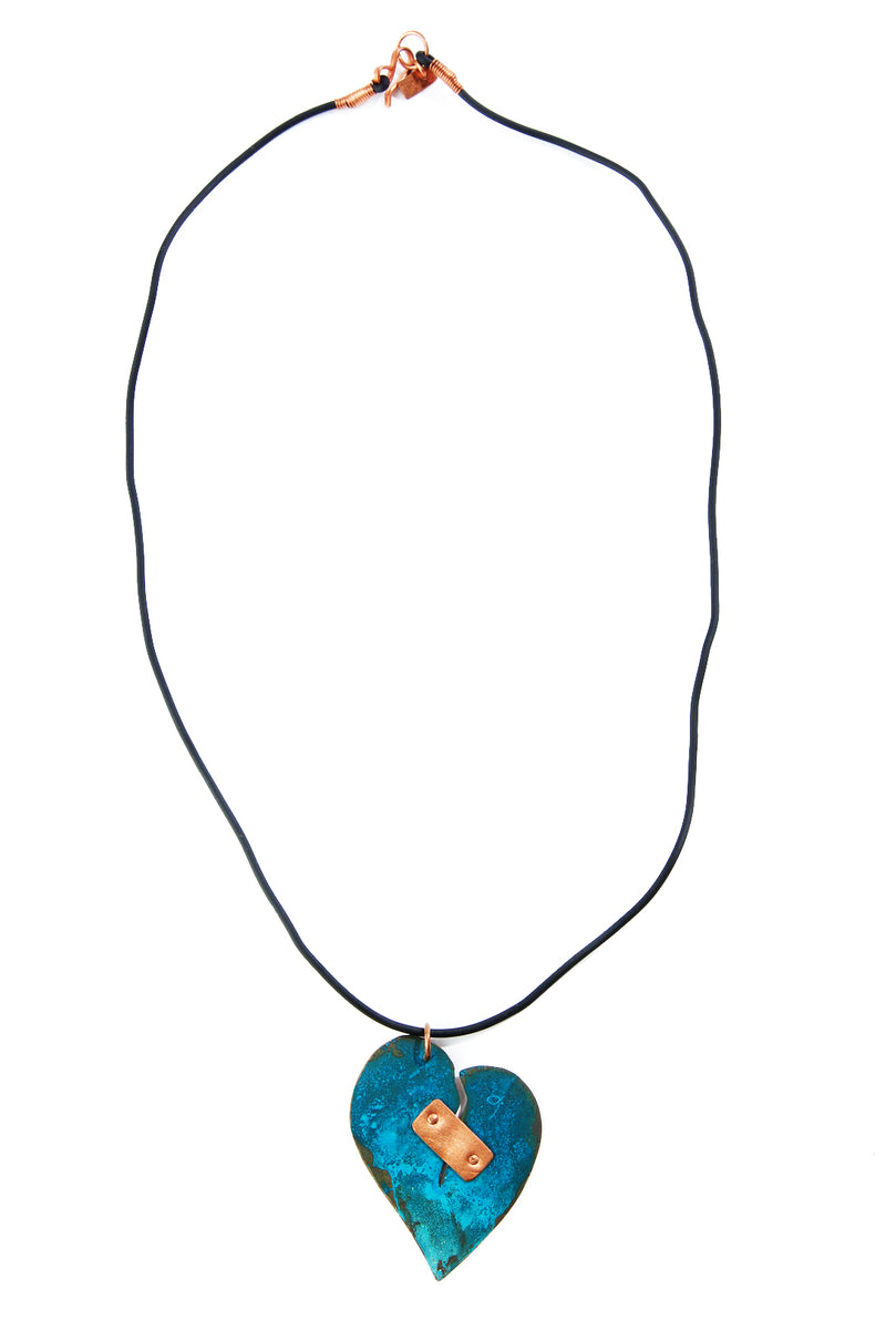 F.R.E.E. Woman Reclaimed Heart Copper Viridian Necklace 1 F.R.E.E. Woman Reclaimed Heart Copper Viridian Necklace