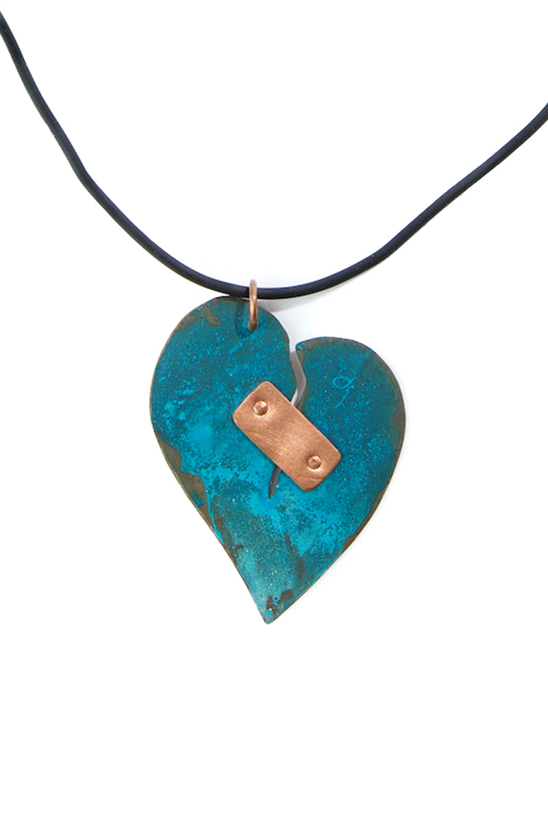 F.R.E.E. Woman Reclaimed Heart Copper Viridian Necklace 2 F.R.E.E. Woman Reclaimed Heart Copper Viridian Necklace