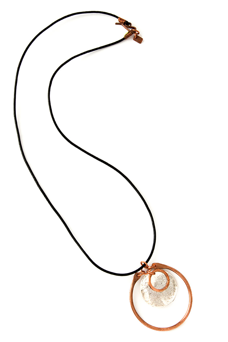 F.R.E.E. Woman Zambian Copper and Silver Disc Necklace 1 F.R.E.E. Woman Zambian Copper and Silver Disc Necklace